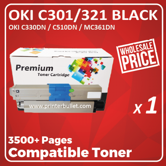 Compatible OKI C301 / 321 Black Toner Cartridge