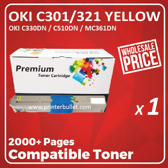 Compatible OKI C301 / 321 Yellow Toner Cartridge