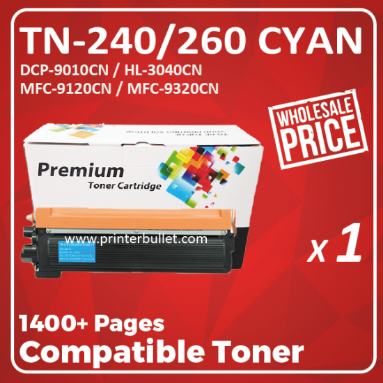 Showing image for Compatible Brother TN-240/260 Cyan Toner Cartridge Compatible Brother TN-240/260 Cyan Toner Cartridge image
