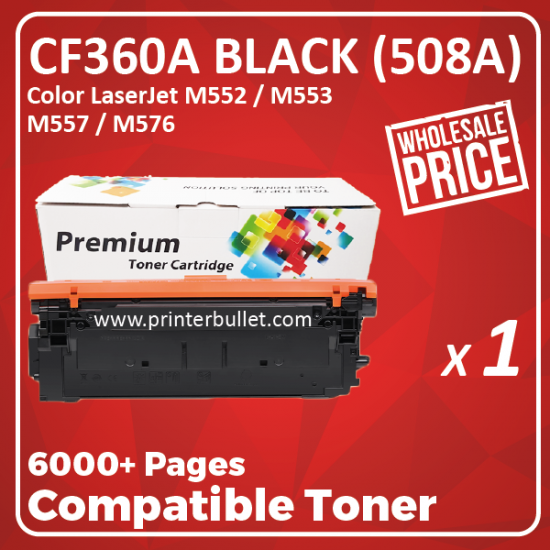 Showing image for Compatible HP CF360A (508A) Black Toner Cartridge Compatible HP CF360A (508A) Black Toner Cartridge image