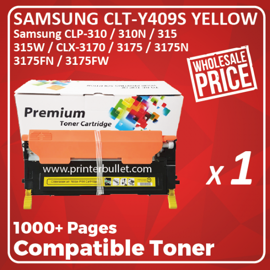Showing image for Compatible Samsung CLT-Y409 Yellow Toner Cartridge Compatible Samsung CLT-Y409 Yellow Toner Cartridge image