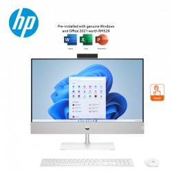 HP Pavilion 24-CA2000D 23.8" Touch FHD All-In-One Desktop PC Snowflake White ( I5-13400T, 8GB, 512GB SSD, Intel, W11, HS )