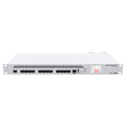 Mikrotik CCR1016-12S-1S+ 1U rackmount, 12xSFP cage, 1xSFP+ cage, 16 cores x 1.2GHz CPU, 2GB RAM, LCD panel, Dual Power supplies, RouterOS L6