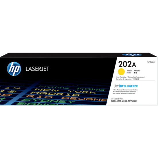 Showing image for HP 202A Yellow LaserJet Toner Cartridge (CF502A) HP 202A Yellow LaserJet Toner Cartridge (CF502A) image