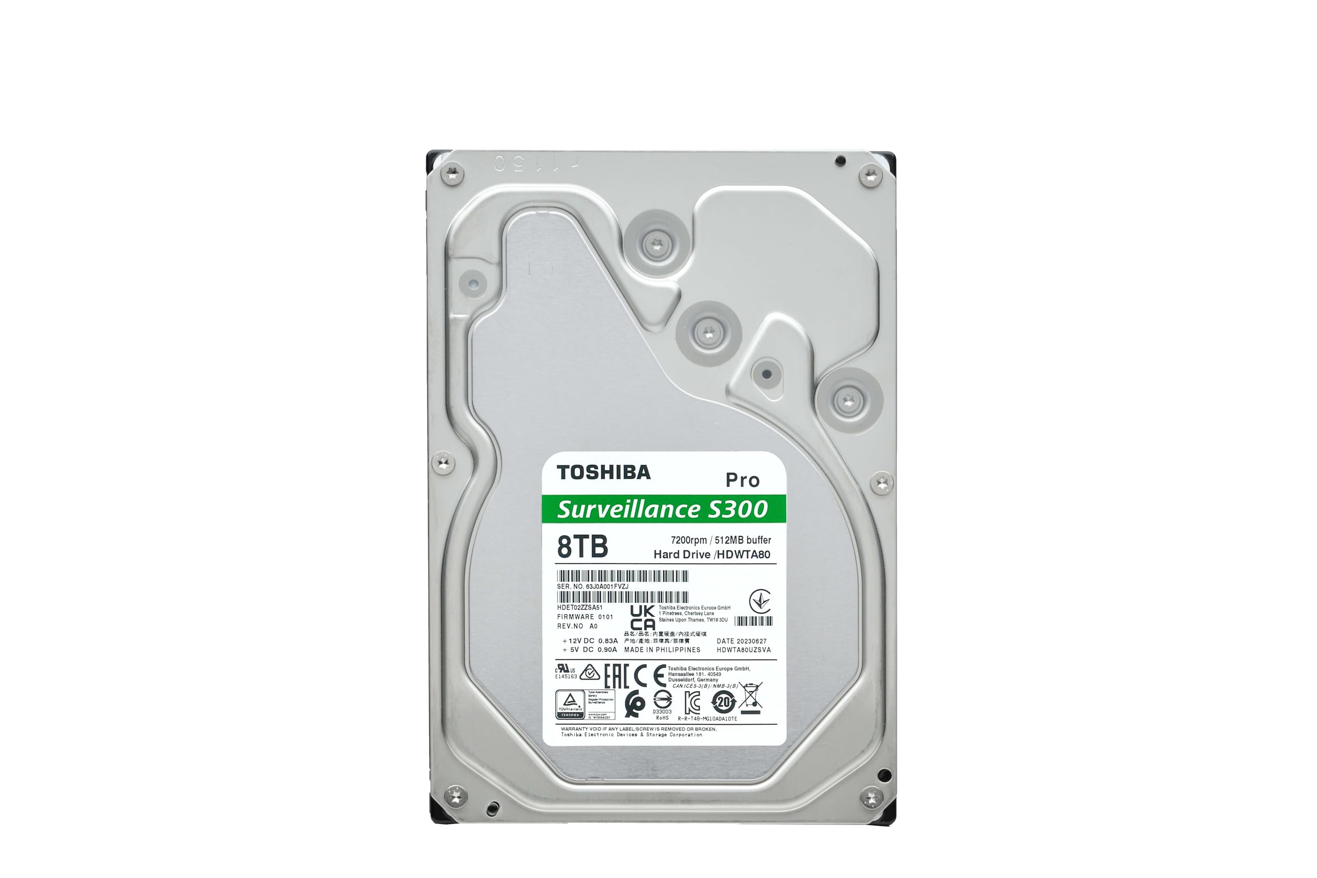 Toshiba 8TB - 3.5" 7200rpm (SV) (S300) HDD (HDWTA80UZSVA)
