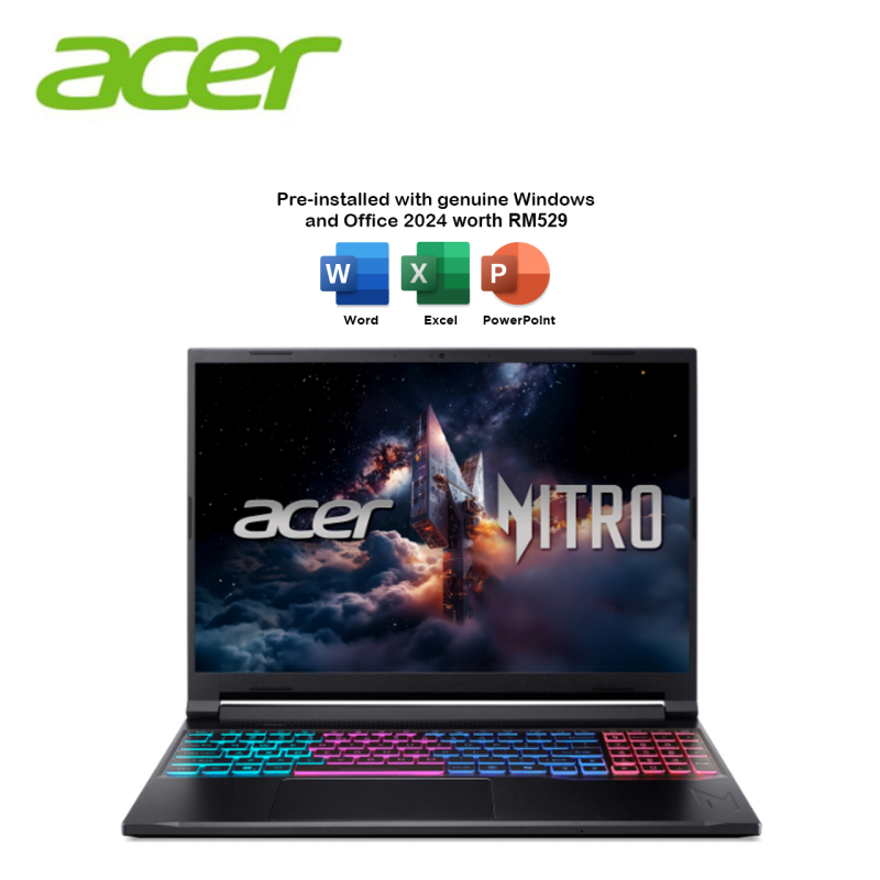 Acer Nitro V16s AI ANV16S-41-R9W8 16" WUXGA 180Hz Laptop (NVIDIA® GeForce RTX™ 5060, R7-260, 16GB, 1TB SSD, W11, HS)