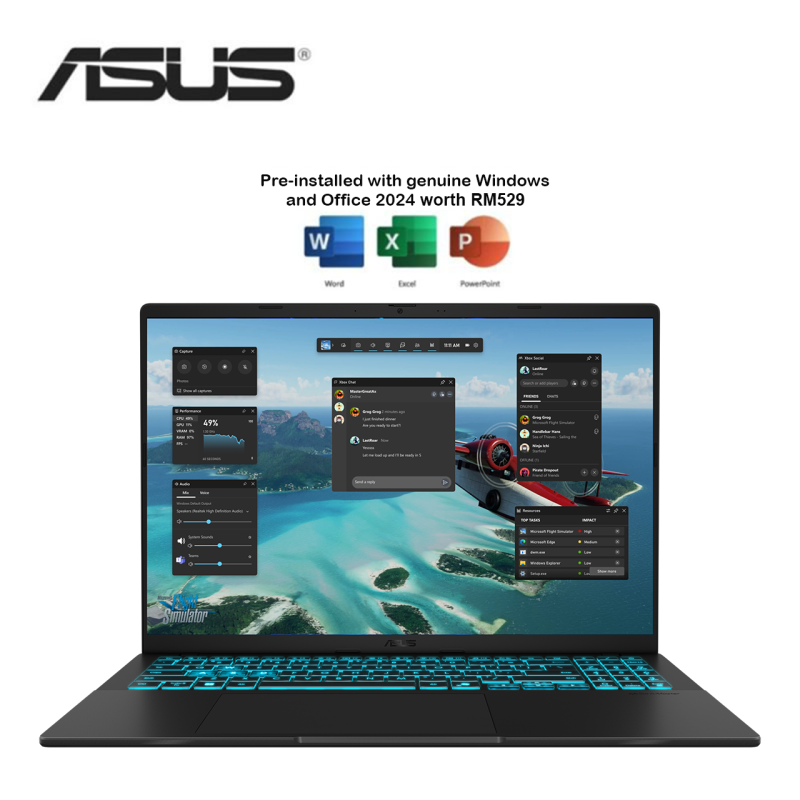 ASUS V16 V3607V-UTK308WS 16" WUXGA Gaming Laptop Matte Black (Core 5 210H, 8GB, 512GB, RTX4050 6GB, W11, HS+M365)