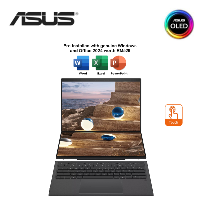 Asus Zenbook DUO UX8407A-ASN358WSP 14" 3K OLED 144Hz Laptop (CUX7-358H, 32GB, 1TB SSD, Intel, W11, HS+M365)