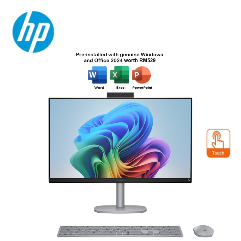 HP OmniStudio X NGAI 27-cs1008D 27" FHD Touch All-in-One Desktop PC ( CU7-256V, 16GB, 1TB SSD, Intel Arc, W11, H&S+M365...