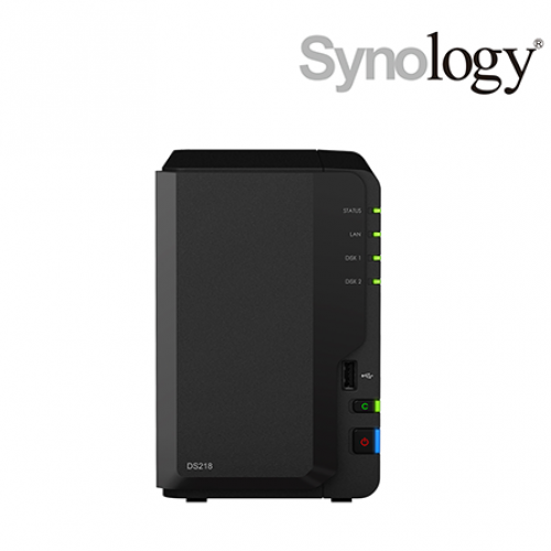 Synology DiskStation DS218 NAS Server (2 Bay, Realtek RTD1296 Quad Core 1.4 GHz, 2 GB DDR4, Tower) image