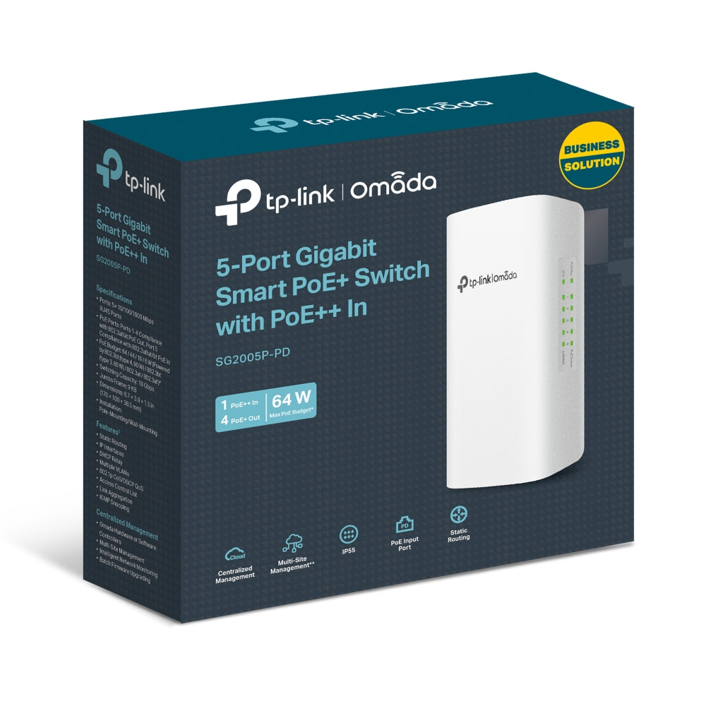 TP-Link Omada Access 5-Port Gigabit Switch with 1-Port PoE++ in and 4-Port PoE+ out (SG2005P-PD)