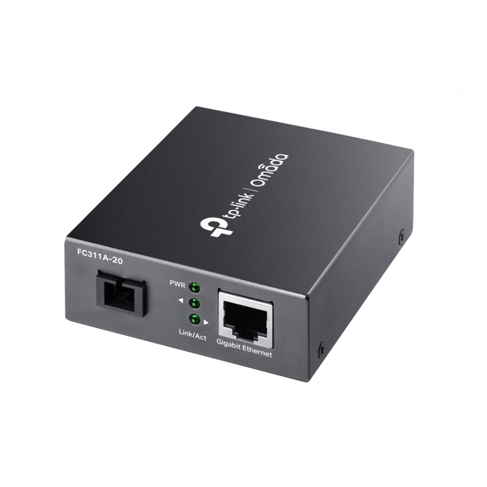 TP-Link Omada 10/100/1000 Mbps RJ45 to 1000 Mbps Single-mode SC WDM Bi-Directional Fiber Converter (FC311A-20)