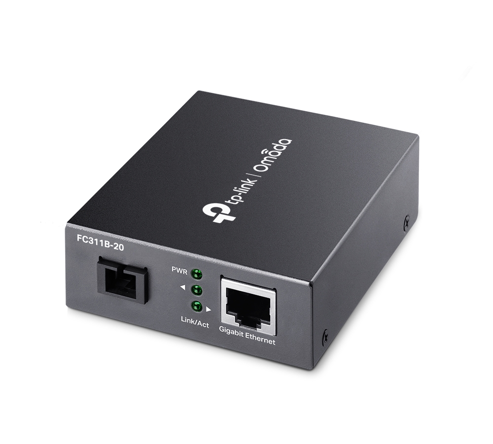 TP-Link Omada 10/100/1000 Mbps RJ45 to 1000 Mbps Single-mode SC WDM Bi-Directional Fiber Converter (FC311B-20)
