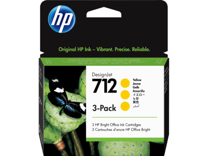 HP 712 Yellow Ink Cartridge 3-Pack (3ED79A)