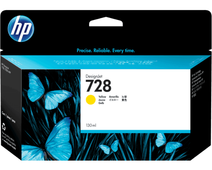 HP 728 130-ml Yellow DesignJet Ink Cartridge (F9J65A)