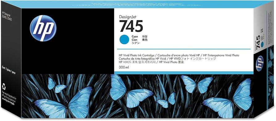 HP 745 300-ml Cyan Ink Cartridge (F9K03A)