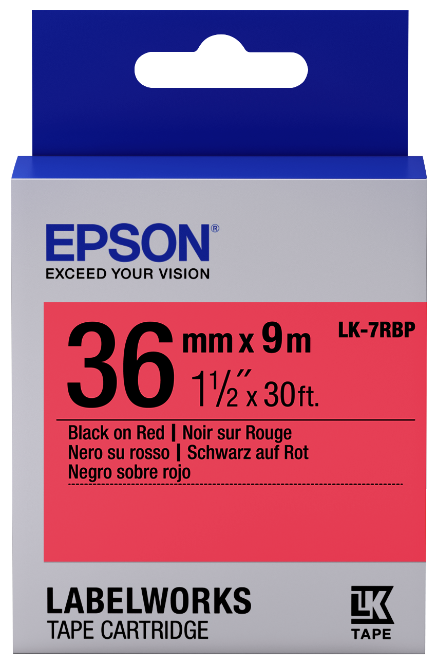 Epson LK-7RBP LabelWorks Tape - 36mm Black on Red Tape