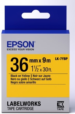 Epson LK-7YBP LabelWorks Tape - 36mm Black on Yellow Tape