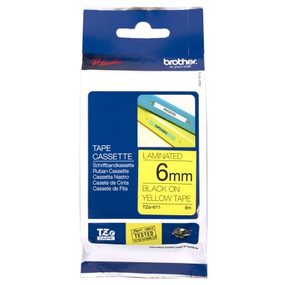 Brother TZe-611 black on yellow (6mm) Tape