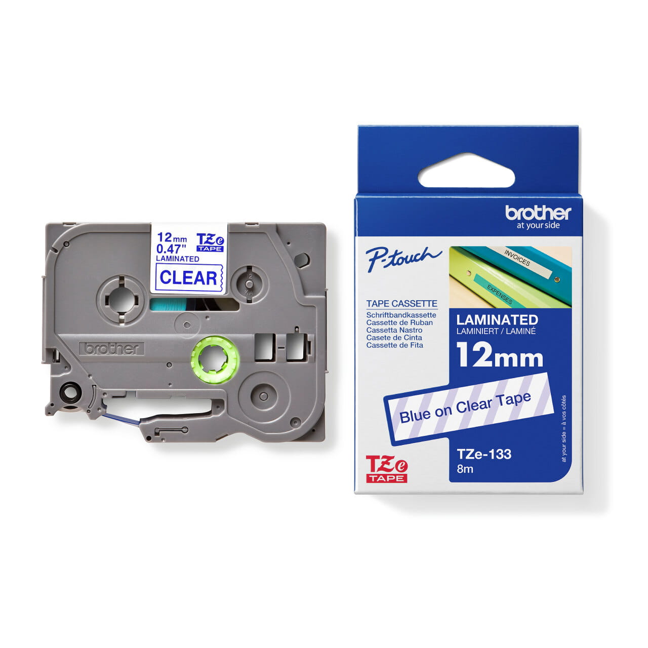 Brother TZe-133 Blue on Clear (12mm) Tape