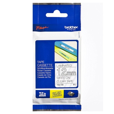 Brother TZe-135 White on Clear (12mm) Tape