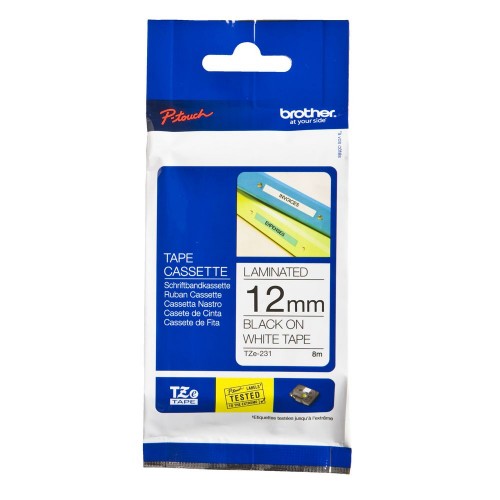 Brother TZe-231 Black on White (12mm) Tape
