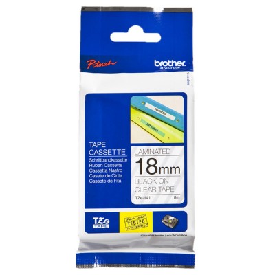 Brother TZe-141 Black on Clear (18mm) Tape