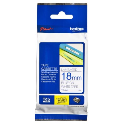Brother TZe-243 Blue on White (18mm) Tape