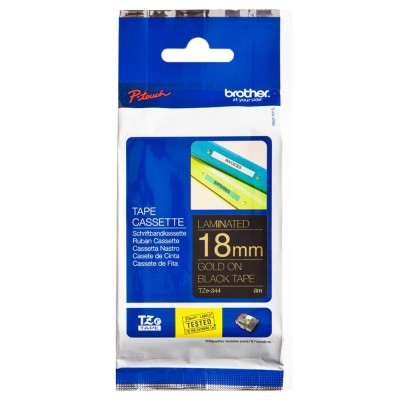 Brother TZe-344 Gold on Black (18mm) Tape