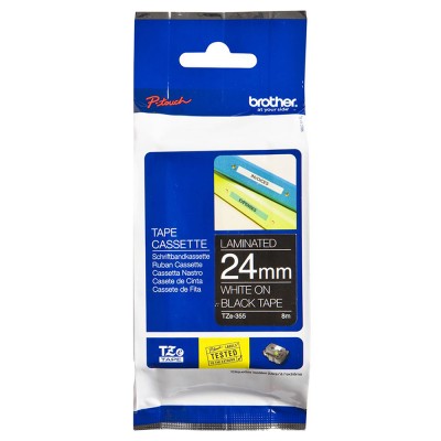 Brother TZe-355 White on Black (24mm) Tape