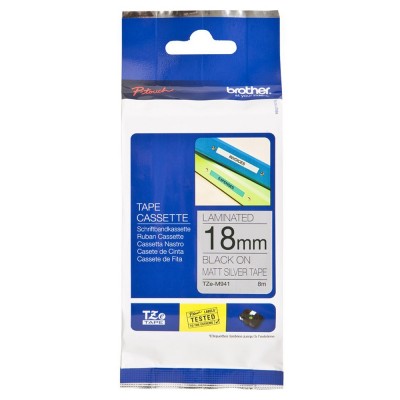 Brother TZe-M941 Black on Silver (18mm) Matt Tape