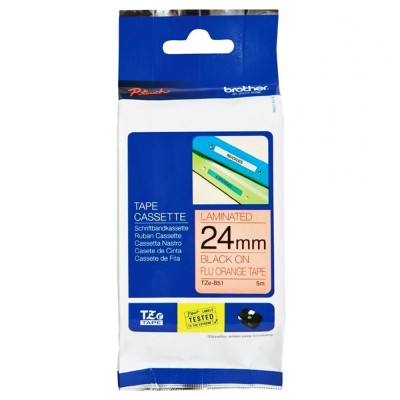 Brother TZe-B51 Black on Fluorescent Orange (24mm) Tape