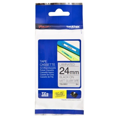 Brother TZe-M951 Black on Silver (24mm) Matt Tape