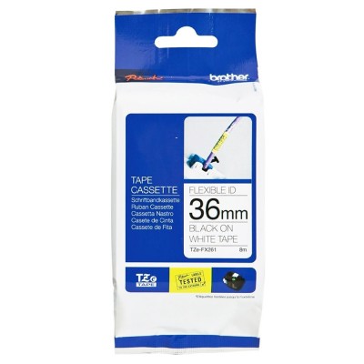 Brother TZe-FX261 Black on White (36mm) Flexible Identification Tape