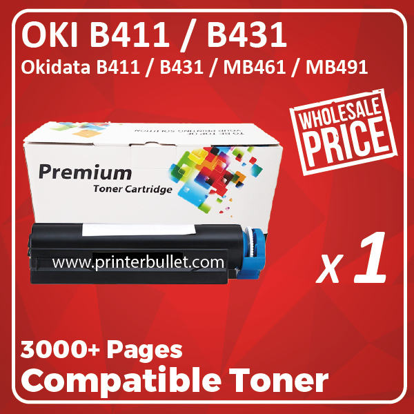 Compatible OKI B411 Black Toner Cartridge