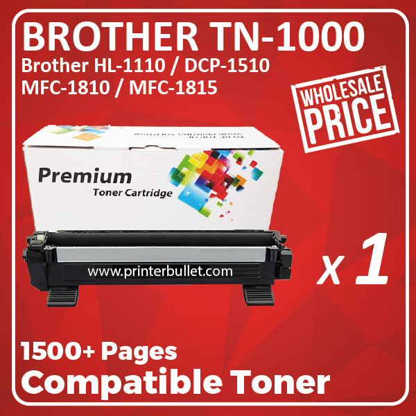 Compatible Brother TN-1000 Black Toner Cartridge (1500 pages)