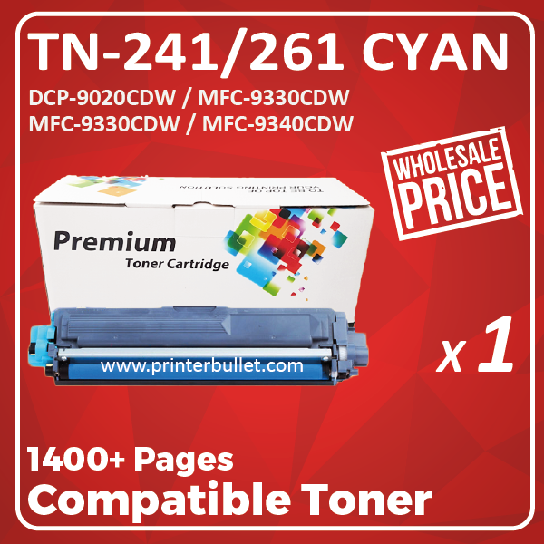 Compatible Brother TN-241/261 Cyan Toner Cartridge