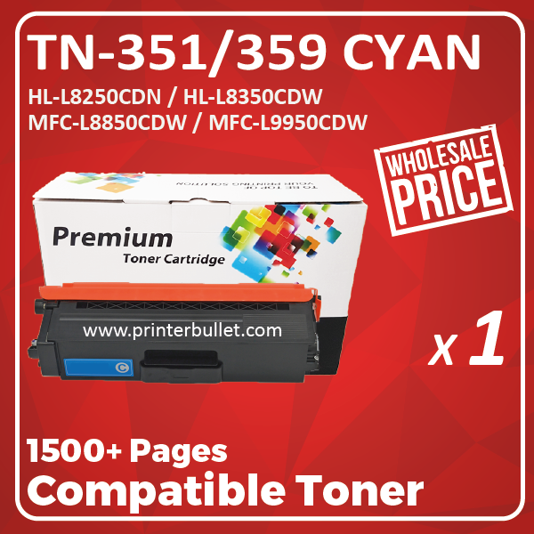 Compatible Brother TN-351 / 359 Cyan Toner Cartridge