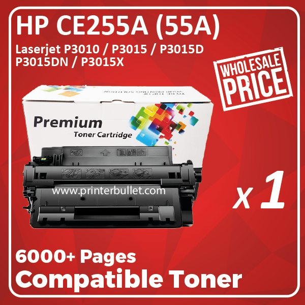 Compatible HP CE255A (55A) Black Toner Cartridge