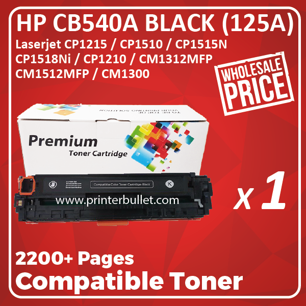 Compatible HP CB540A (125A) Black Toner Cartridge