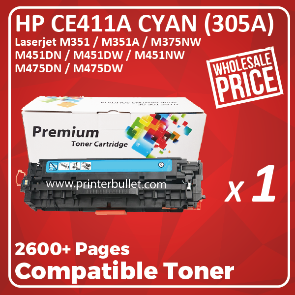 Compatible HP CE411A (305A) Cyan Toner Cartridge