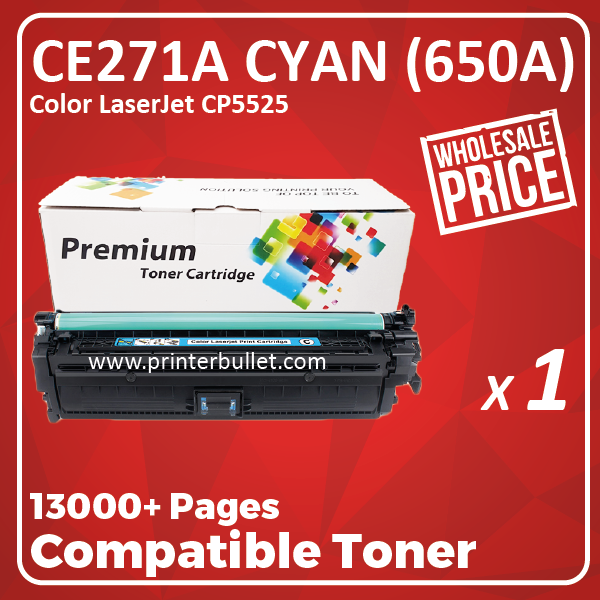 Compatible HP CE271A (650A) Cyan Toner Cartridge