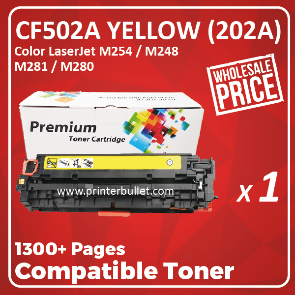 Compatible HP CF502A (202A) Yellow Toner Cartridge