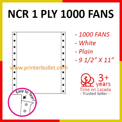1 PLY NCR 1000 Fans White Computer Form