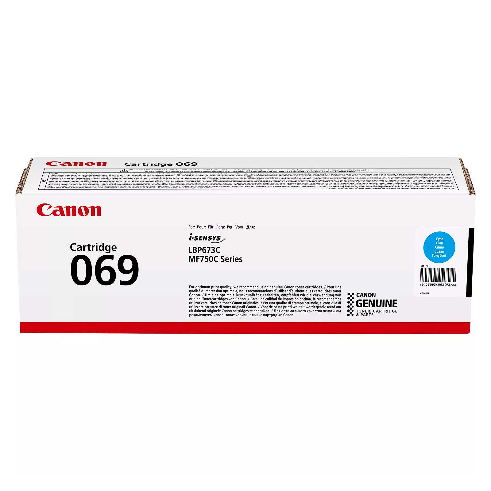 Canon Cartridge 069 Cyan Toner 1.9k (C CATR 069C)