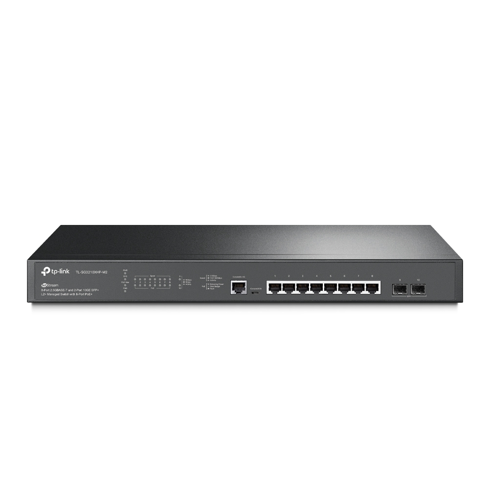 Omada TL-SG3210XHP-M2 JetStream 8-Port 2.5GBASE-T and 2-Port 10GE SFP+ L2+ Managed Switch with 8-Port PoE+