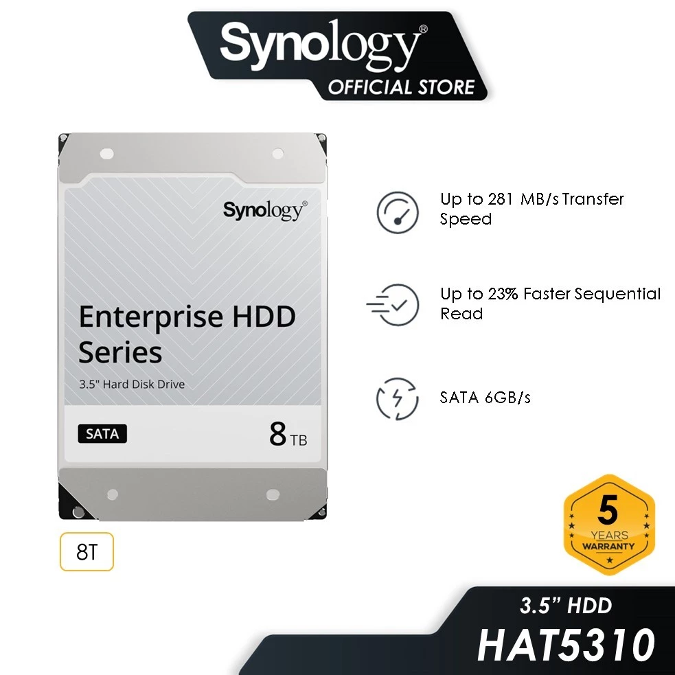 Synology 8TB HAT5310 SATA III 3.5" Internal Enterprise HDD