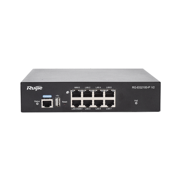 Ruijie Reyee Rg-Eg2100-P V2 Cloud All-In-One Unified Security Gateway, 8 Ge Ports (Up To 2 Wan & 6 Lan Port) ,7 Poe/Poe+