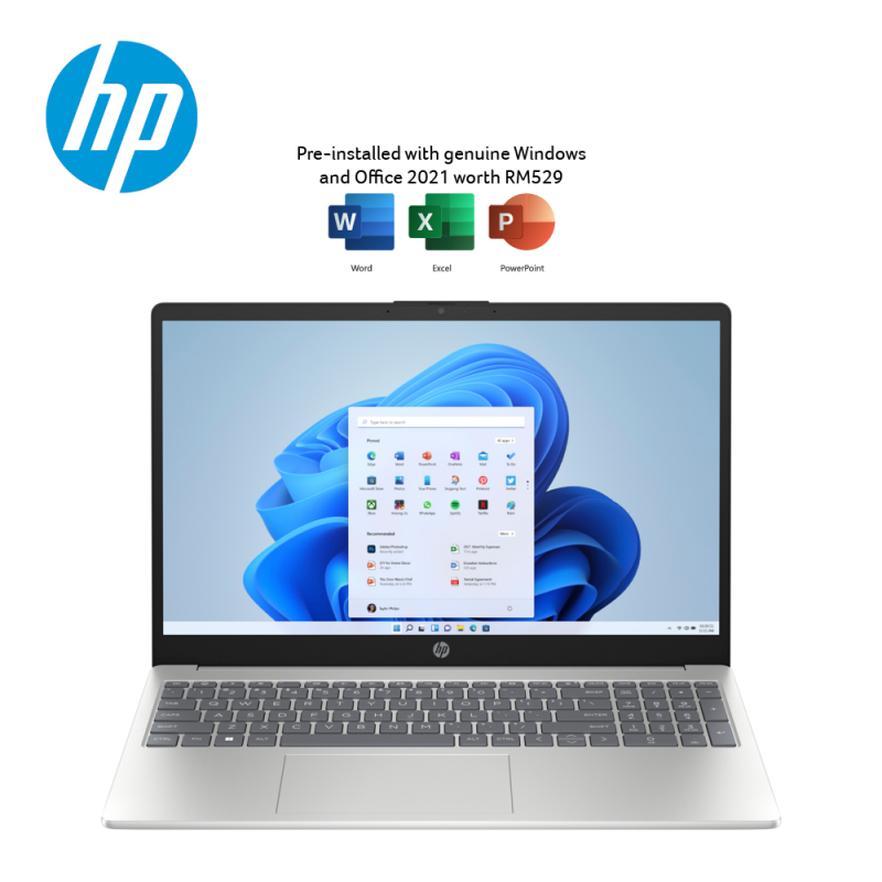 HP 15-Fd0059TU 15.6" FHD Laptop Natural Silver ( I5-1335U, 8GB, 512GB SSD, Intel, W11, HS )