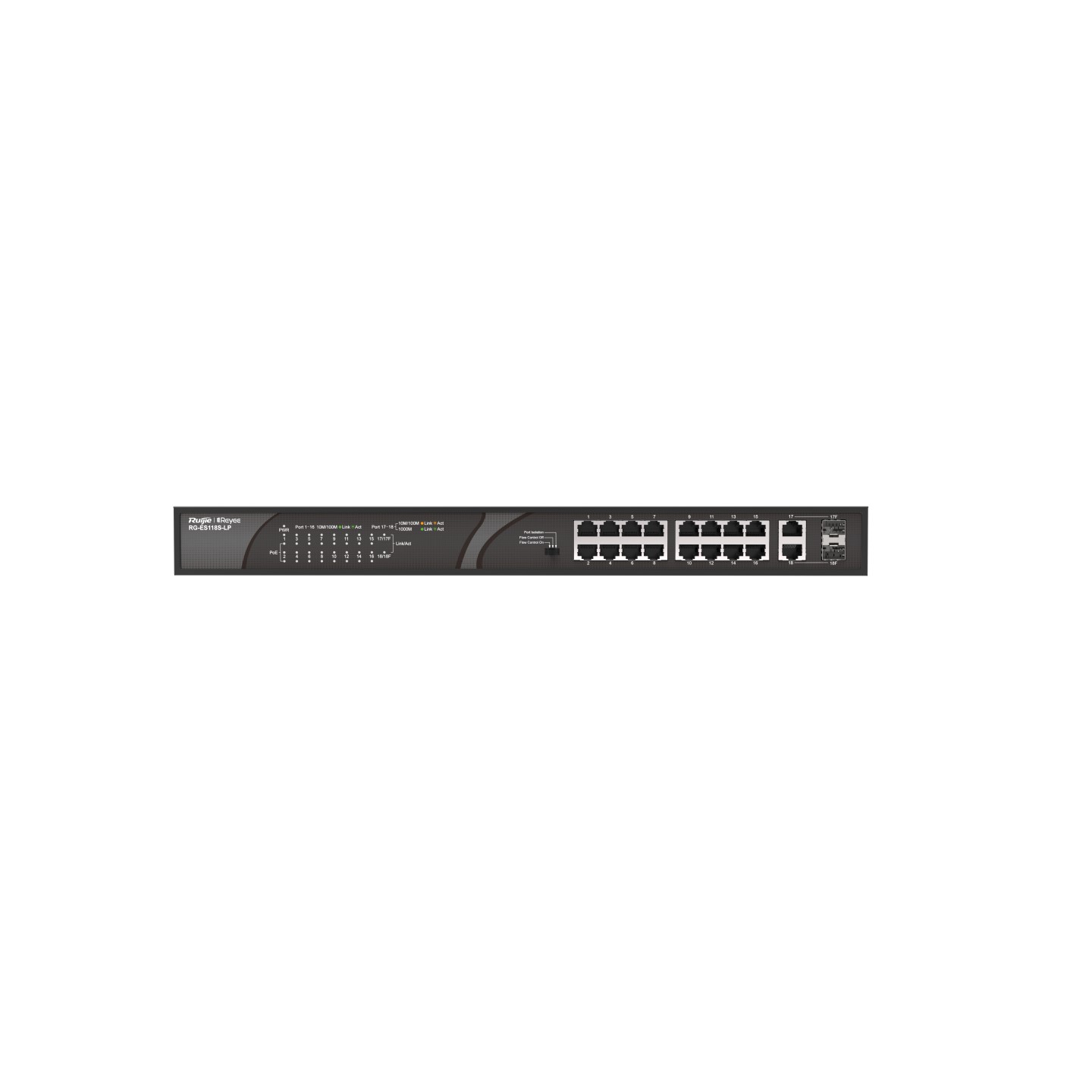 Ruijee Reyee RG-ES118S-LP 16-port 10/100Mbps Desktop Unmanaged Switch
